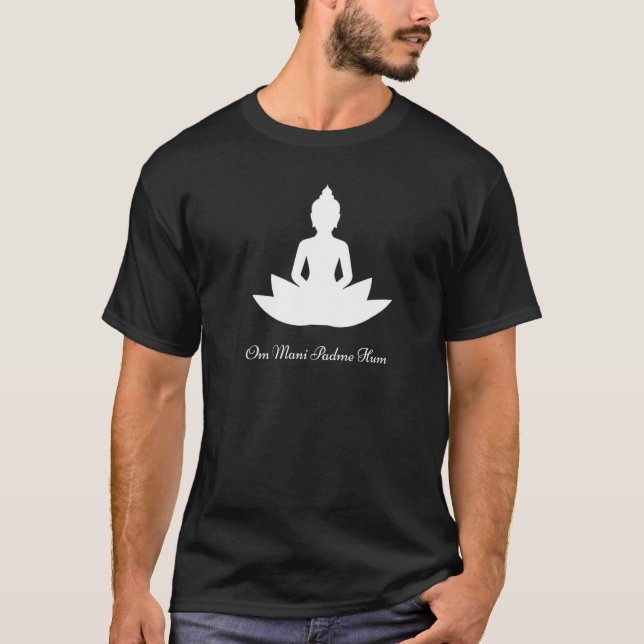 Camiseta Om Mani Padme Hum Buddha E Lotus Meditation Mant (Frente)