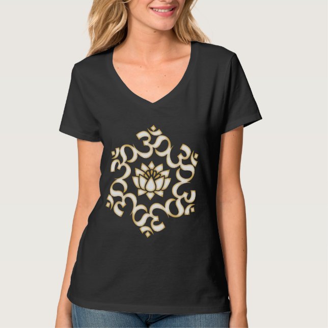 Camiseta Om Mantra Mandala Lotus Flor Budismo Yoga Symbo (Frente)