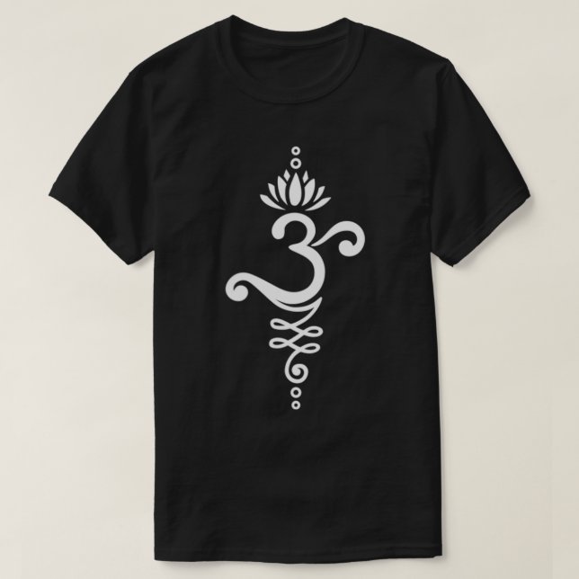 Camiseta Om Mantra Yoga Símbolo Lotus Flower Unalome Orname (Frente do Design)