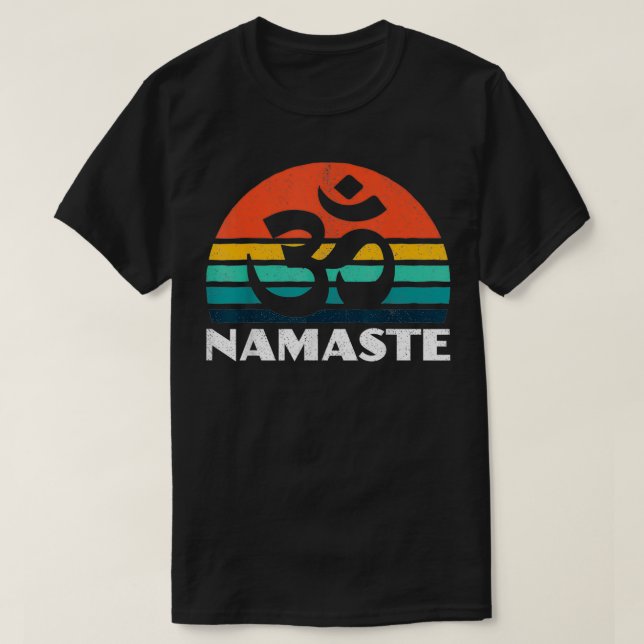 Camiseta Om Namaste Retro Meditação Workise Yoga L (Frente do Design)