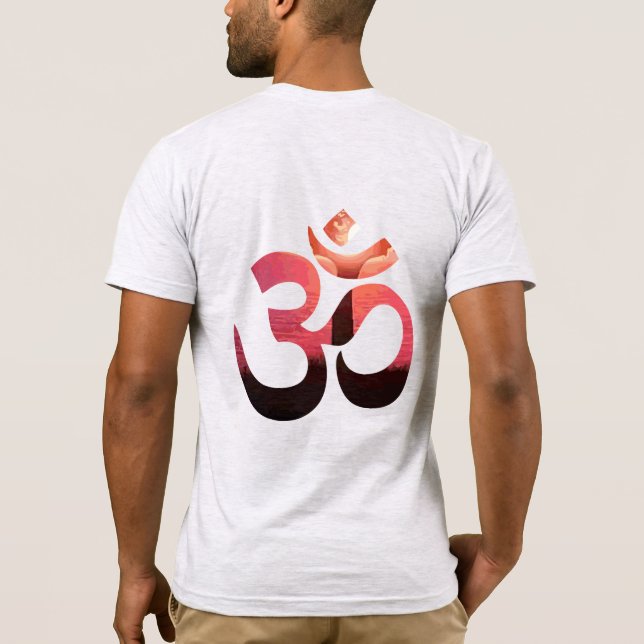 Camiseta Om Tree Sun Mantra Yoga Mens De Dois Lados (Verso)