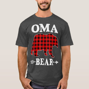Camiseta Oma Bear Christmas Pajama Red Xadrez Família Buffa