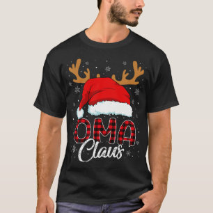 Camiseta Oma Claus Santa Hat Reindeer Red Xadrez Correspond