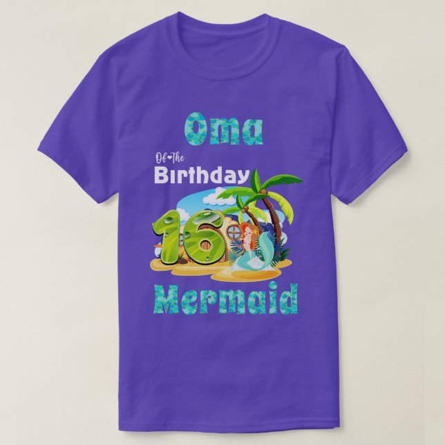 Camiseta Óma De Sereia Bonita Do 16º Aniversário (Frente do Design)