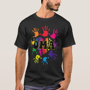 Camiseta Oma Heart Impressão Kids Handprint Handprint Avó M