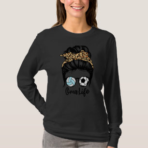Camiseta Oma Life Messaging Bun Hair Engraçado Futebol De V