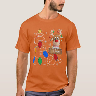 Camiseta Oma Reindeer Luz Árvore de Natal Fixe Natal