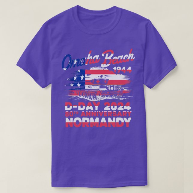 Camiseta Omaha Beach, 1944, dia 2024, 80, Aniversário Norma (Frente do Design)