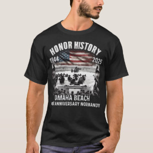 Camiseta Omaha Beach D-Day 81 RUA Anniversário 1944 T-Shirt