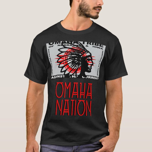 Camiseta Omaha Nation Flag Indígenas Native American Headd (Frente)