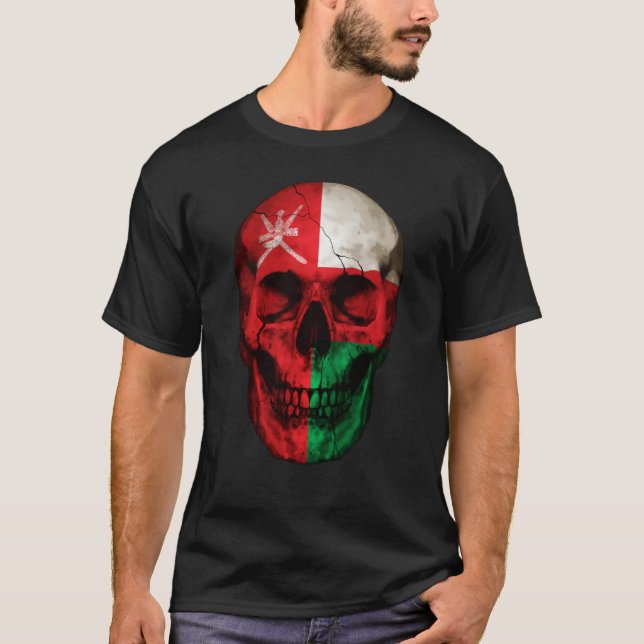 Camiseta Oman Flag Skull Omani Roots Proud Patriotic (Frente)
