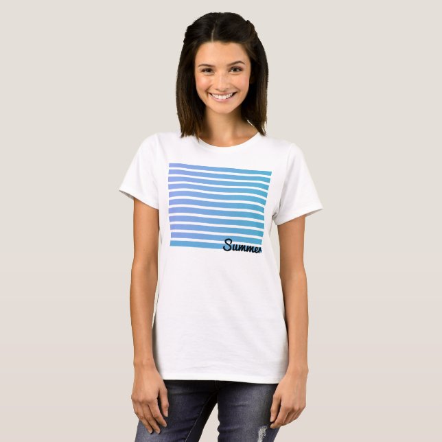 Camiseta Ombre Blue Stripes Summer (Frente Completa)