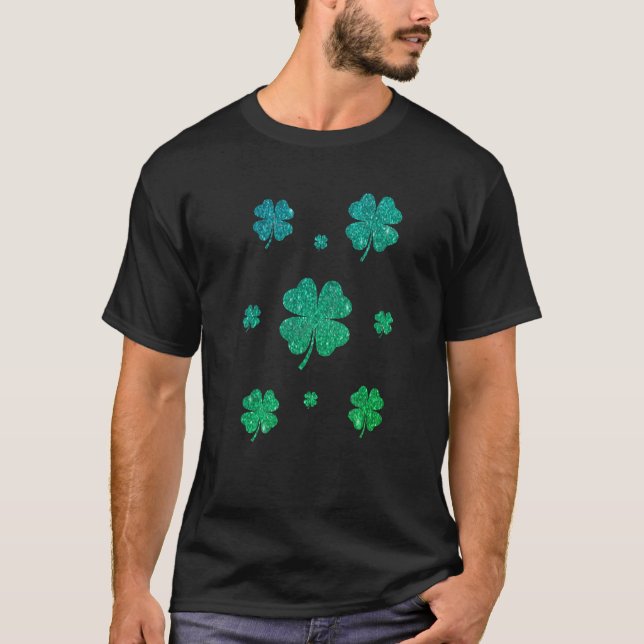 Camiseta Ombre Green 4 Leaf Faux St Patricks Day (Frente)