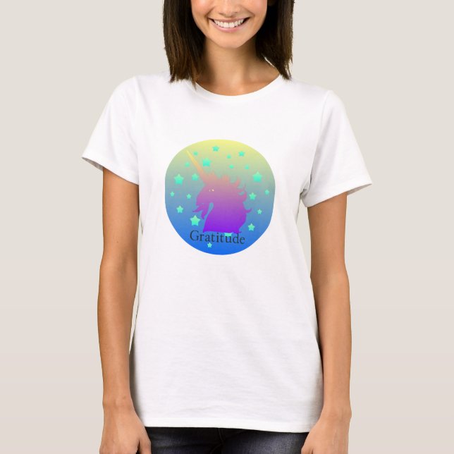Camiseta Ombre unicórnio com gratidão (Frente)