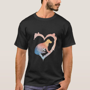Camiseta Ombre Watercolor Dog Silhouette no Coração