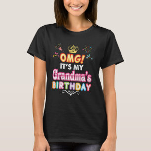 Camiseta Omg É a minha vovó de aniversário Feliz Vintage Pe