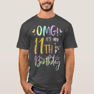 Camiseta OMG É Minha 11 de Aniversário Garota Oferece Onze