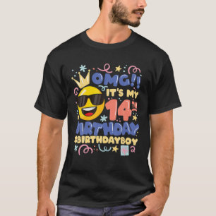 Camiseta Omg! It's My 14Th Birthday Boy Emoticon 14 Year Ol