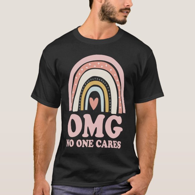 Camiseta OMG No One Cares   Sarcastic Rainbow (Frente)