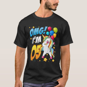 Camiseta Omg! Sou 5 - Design de Unicórnio para 5 de Anivers