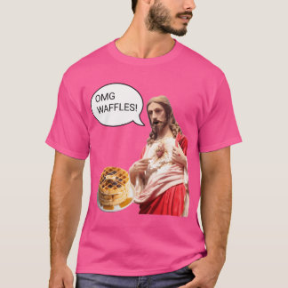 Camiseta Omg Waffles Jesus Cristo Café da Manhã Engraçado M
