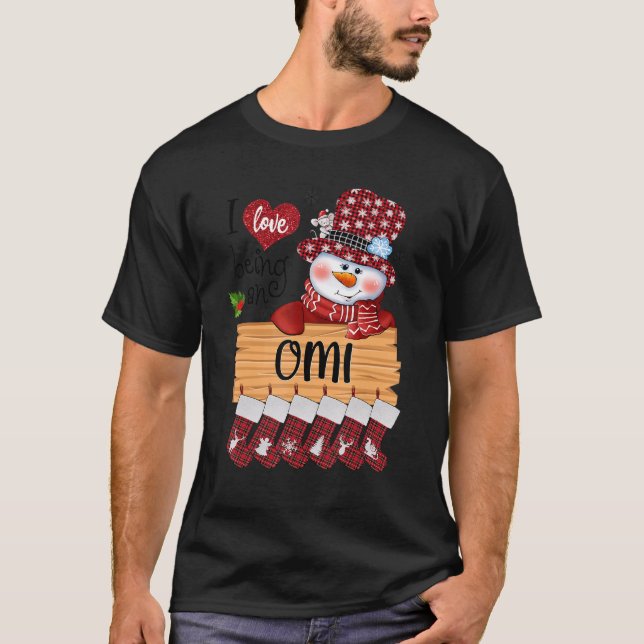 Camiseta Omi Snowman Eu Adoro Ser Um Omi De Natal Engraçado (Frente)