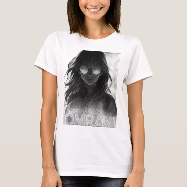 Camiseta Omrani Dark Neon Anime Girl - Futurística Brie A (Frente)