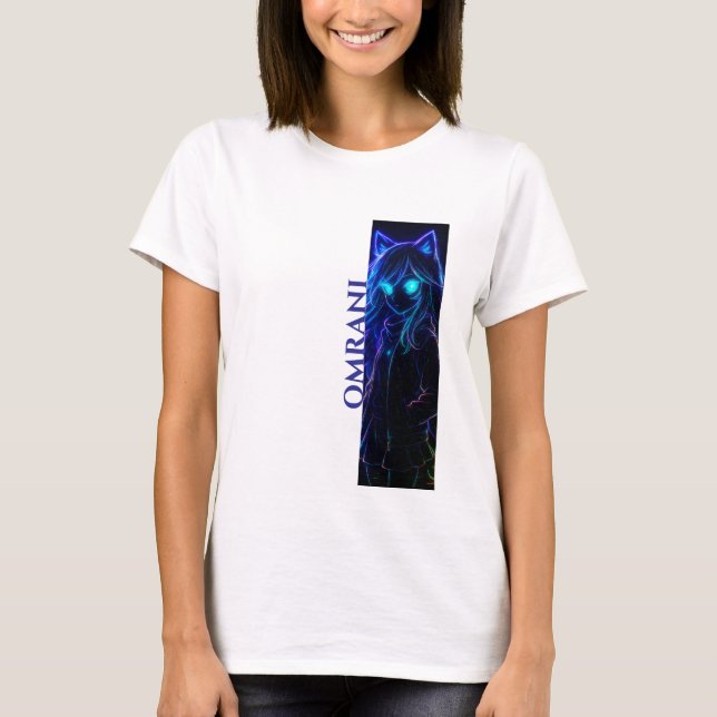 Camiseta Omrani Light-Drawn Girl - Luminous Art T-Shirt (Frente)