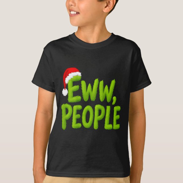 Camiseta On Back Eww People Santa Hat Green Funny Christmas (Frente)