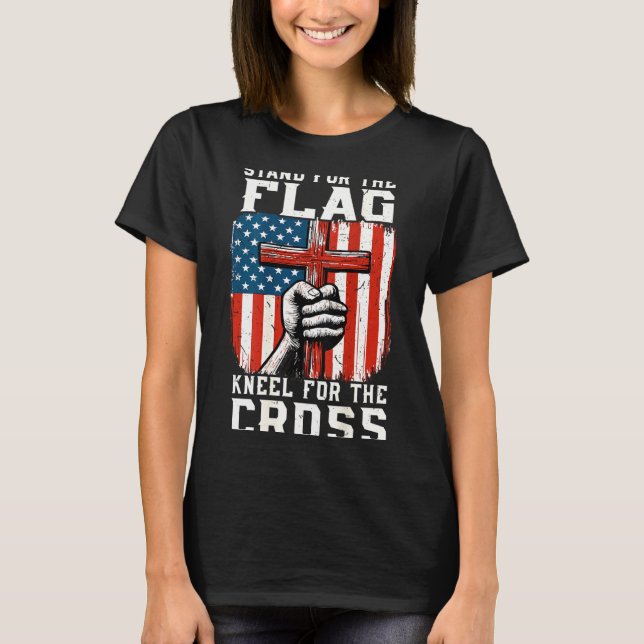 Camiseta On-back Stand For Flag Kneel Cross Patriotic Chris (Frente)