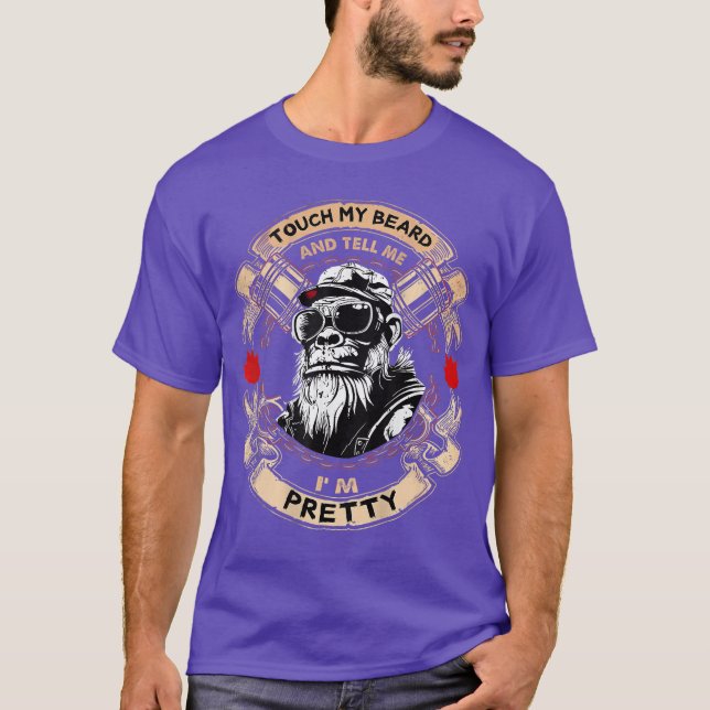 Camiseta On Backouch My Beard andell Me Im Pretty Monkey fr (Frente)