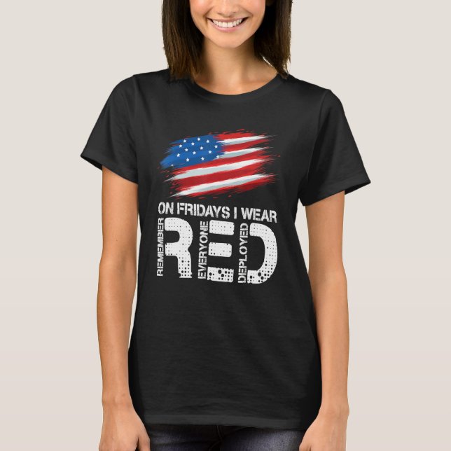 Camiseta On Friday I Wear Red Support American Troops Vinta (Frente)