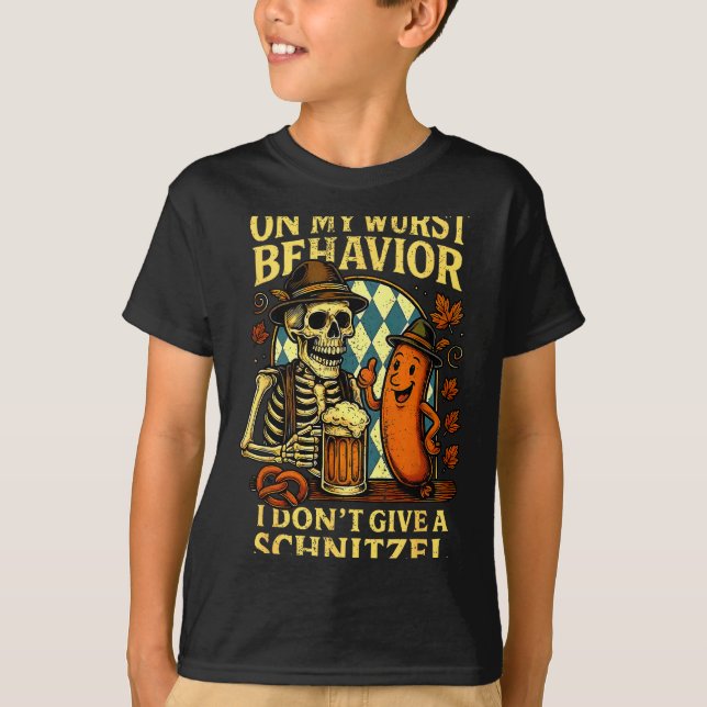 Camiseta On My Wurst Behavior Funny Skeleton And Dog  (Frente)