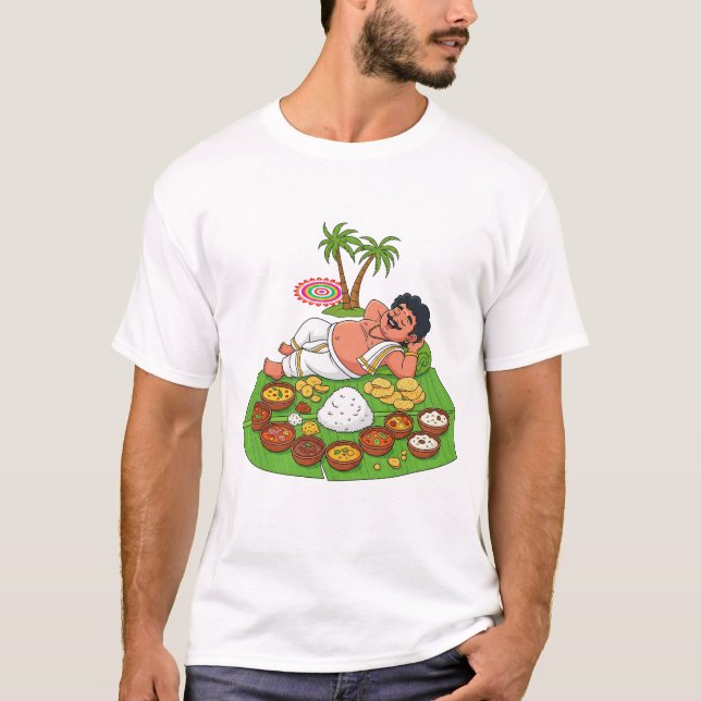 Camiseta Onam Sadhya Coma | Engraçado Kerala Foodie (Frente)