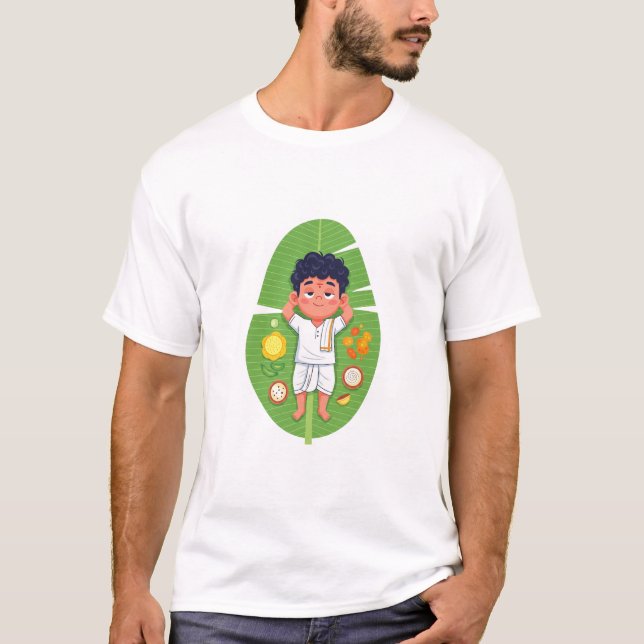 Camiseta Onam Sadhya Coma | Engraçado Kerala Foodie (Frente)