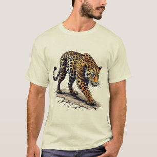 Camiseta Onça Perseguindo Grande Felino em Arte Dramática c