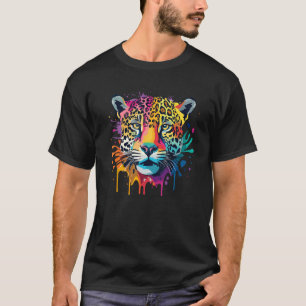 Camiseta Onça Pintada Grande Arte Splash Design Gráfico Hom