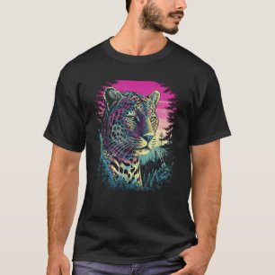 Camiseta Onça Selvagem Retro na Floresta Gato Grande Desi