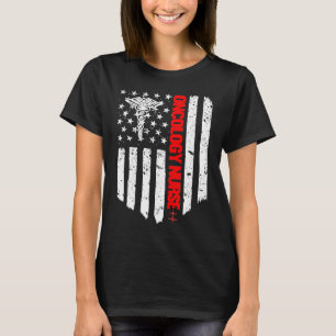 Camiseta Oncologia Enfermeira Americana Flag RN Enfermeira