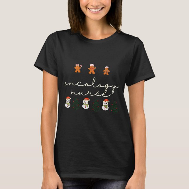 Camiseta Oncology Nurse Christmas Gingerbread Holiday Hosta (Frente)