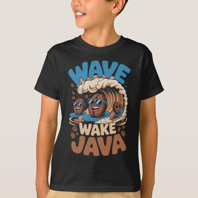 Camiseta Onda Acorda Café Java Surf Divertido  (Frente)