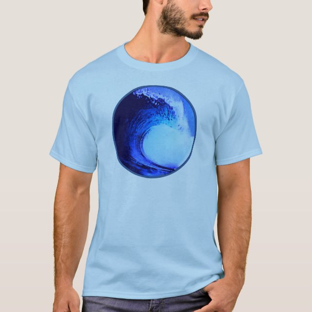 Camiseta onda azul no estilo do surf legal (Frente)