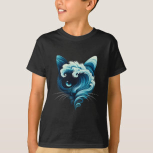 Camiseta Onda Azul Vintage De Gatas De Gato Gatos Azuis Ond
