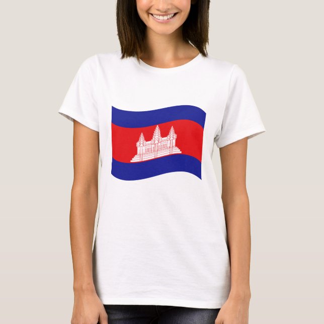 Camiseta Onda cambojana da bandeira de Angkor Wat (Frente)