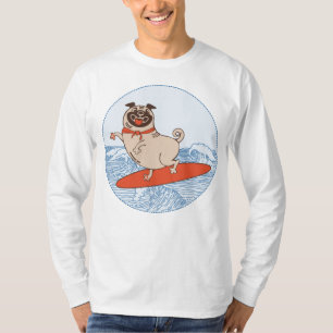 Camiseta Onda cavalgando cachorro feliz no surfboard T-Shir
