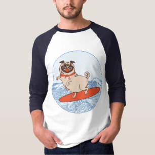 Camiseta Onda cavalgando cachorro feliz no surfboard T-Shir
