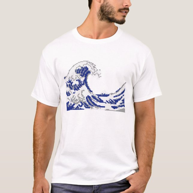 Camiseta Onda da arte do pixel grande (Frente)