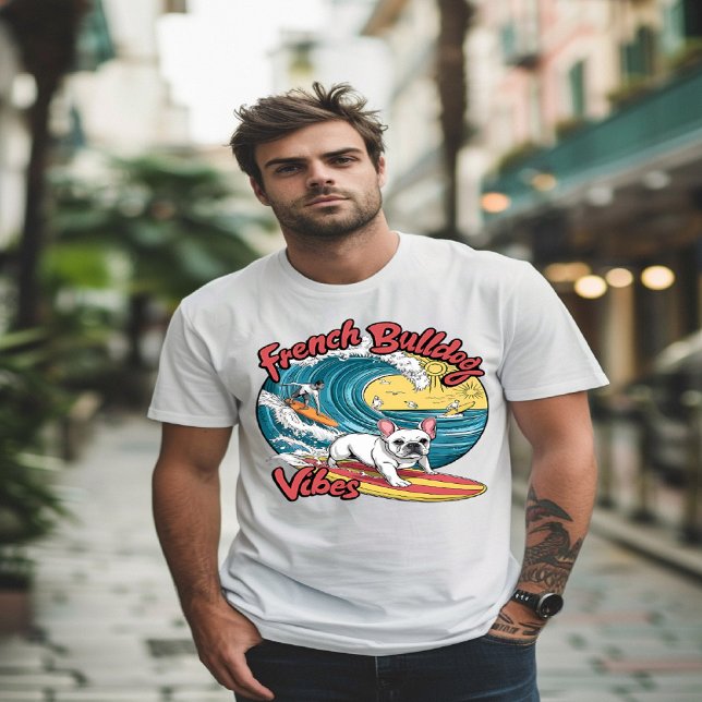 Camiseta Onda de caça ao Bulldog Francês (Criador carregado)