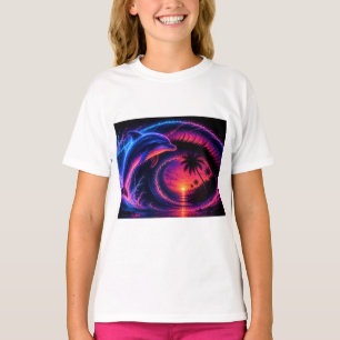 Camiseta Onda de Golfinho Tropical Arte PNG Transparente Oc