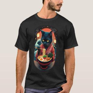 Camiseta Onda de Grandeza de Ramen de Gato Japonês Arte Vin